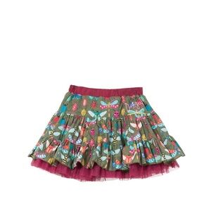 Colorful Insect Print Skirt with Purple Trim reversible